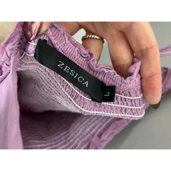 Zesica Purple Smocked Maxi Dress Tie Shoulder Sleeveless Summer Boho Size Large - Picture 4 of 7
